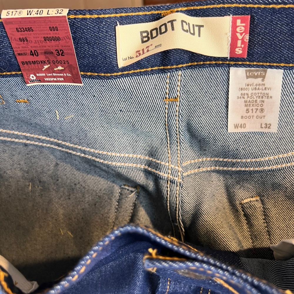 VTG NWT Levis 517 Boot Cut Jeans Mens 40x32 Indigo Deadstock 2000's 00517-2017 - Picture 9 of 12